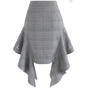 Casual in Check Frilling A-Line Skirt